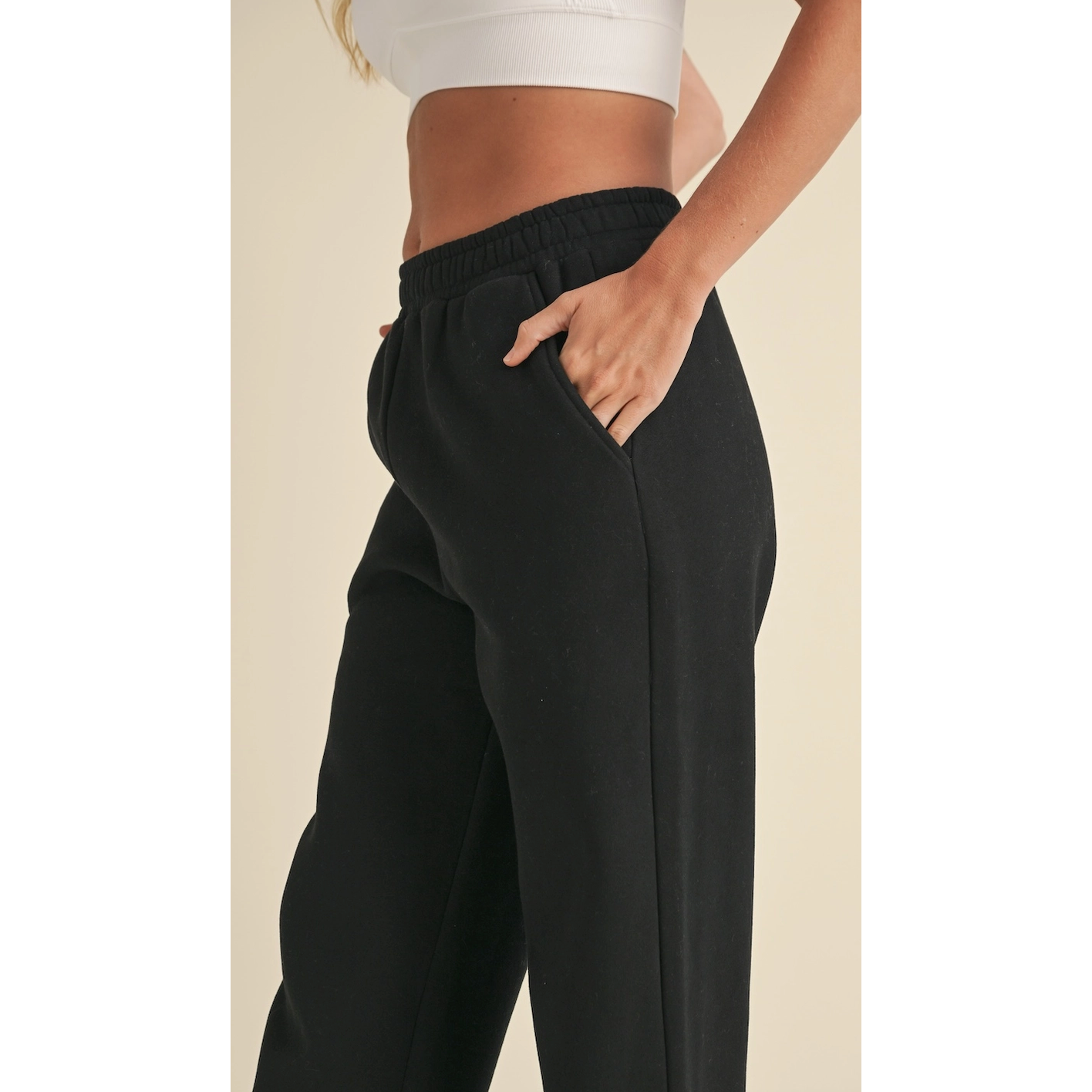 Black Cozy Wide-Leg Sweatpants