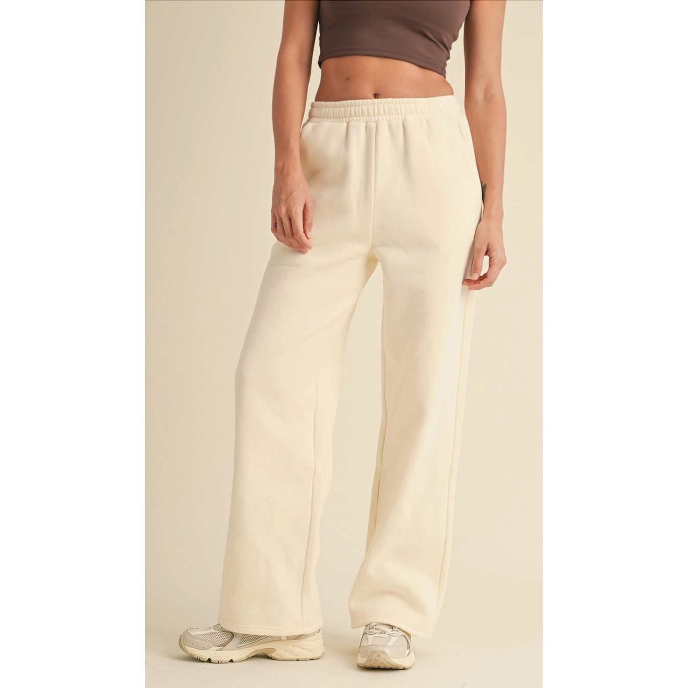 Cream Cozy Wide-Leg Sweatpants