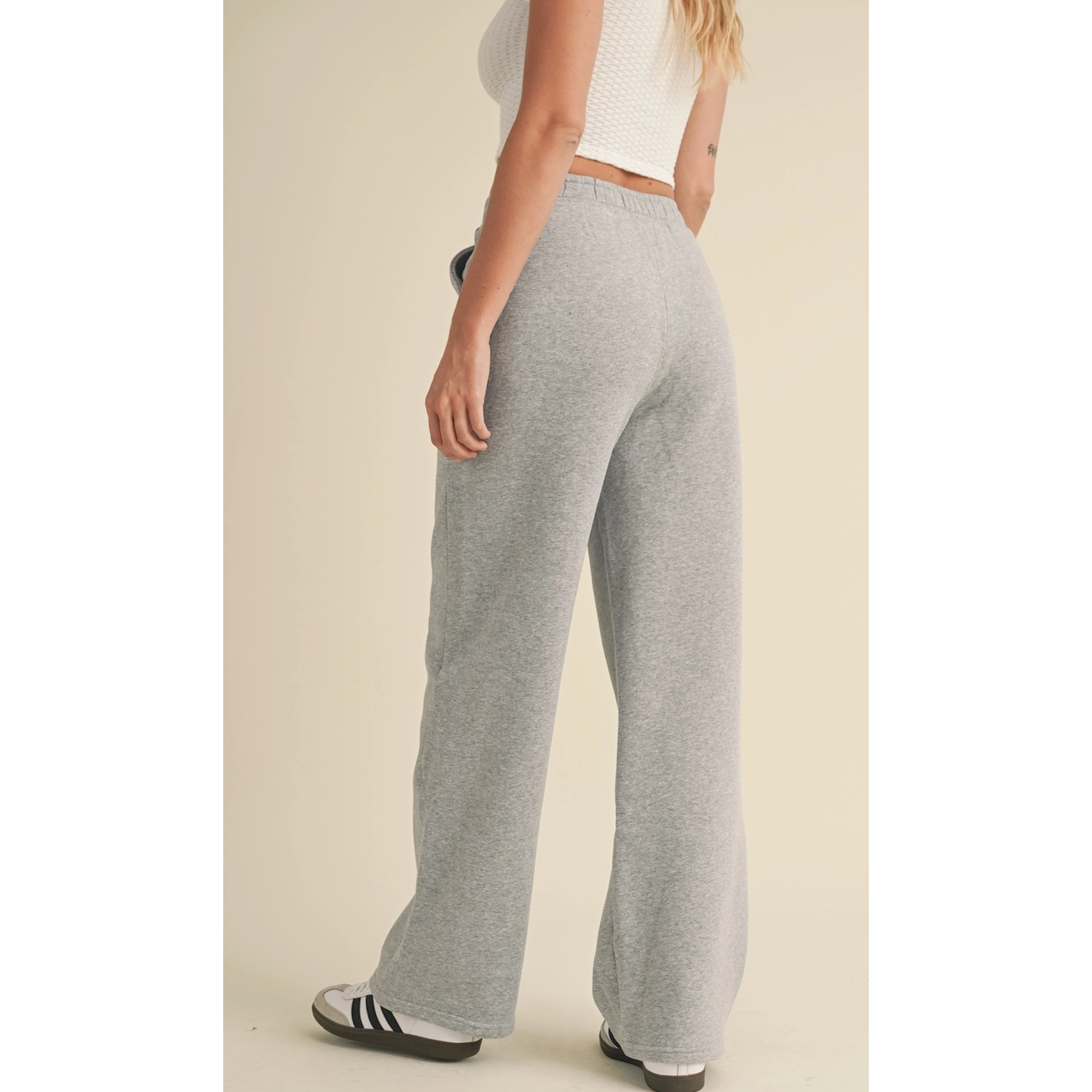 Heather Grey Cozy Wide-Leg Sweatpants