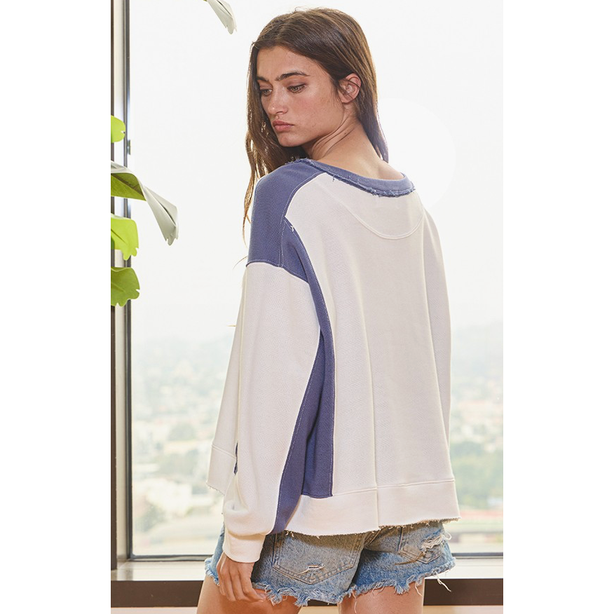 Colorblock Raw-Edge Sweatshirt