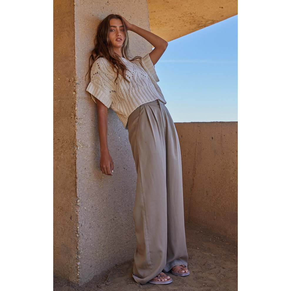 Cable Knit Short Sleeve Sweater