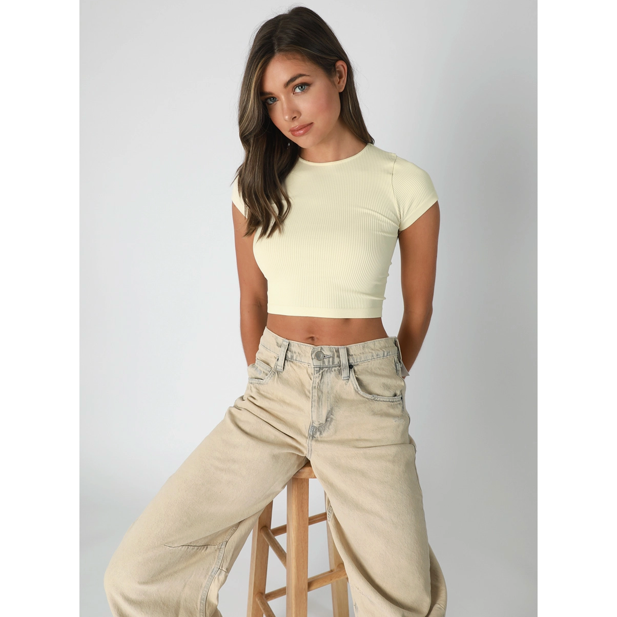 Ribbed Crop Baby Tee- White