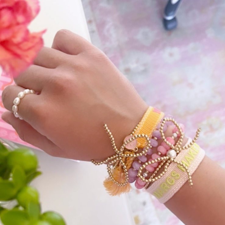 Gold-Filled Beaded Bow Bracelet