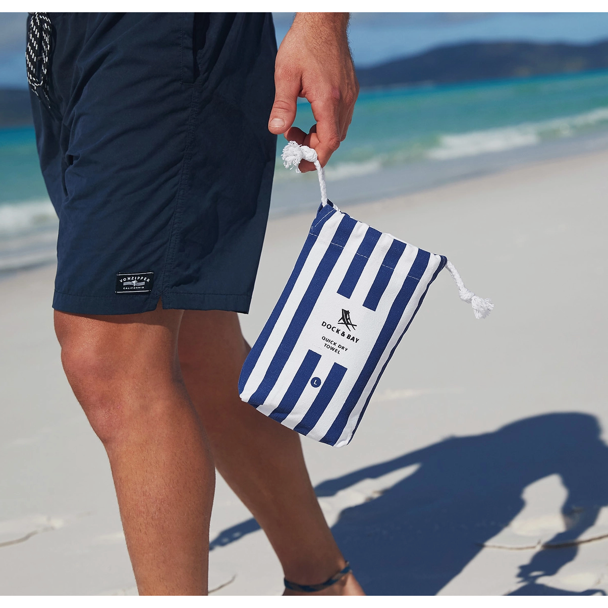Dock & Bay Quick Dry Beach Towels- Whitsunday Blue Stripe