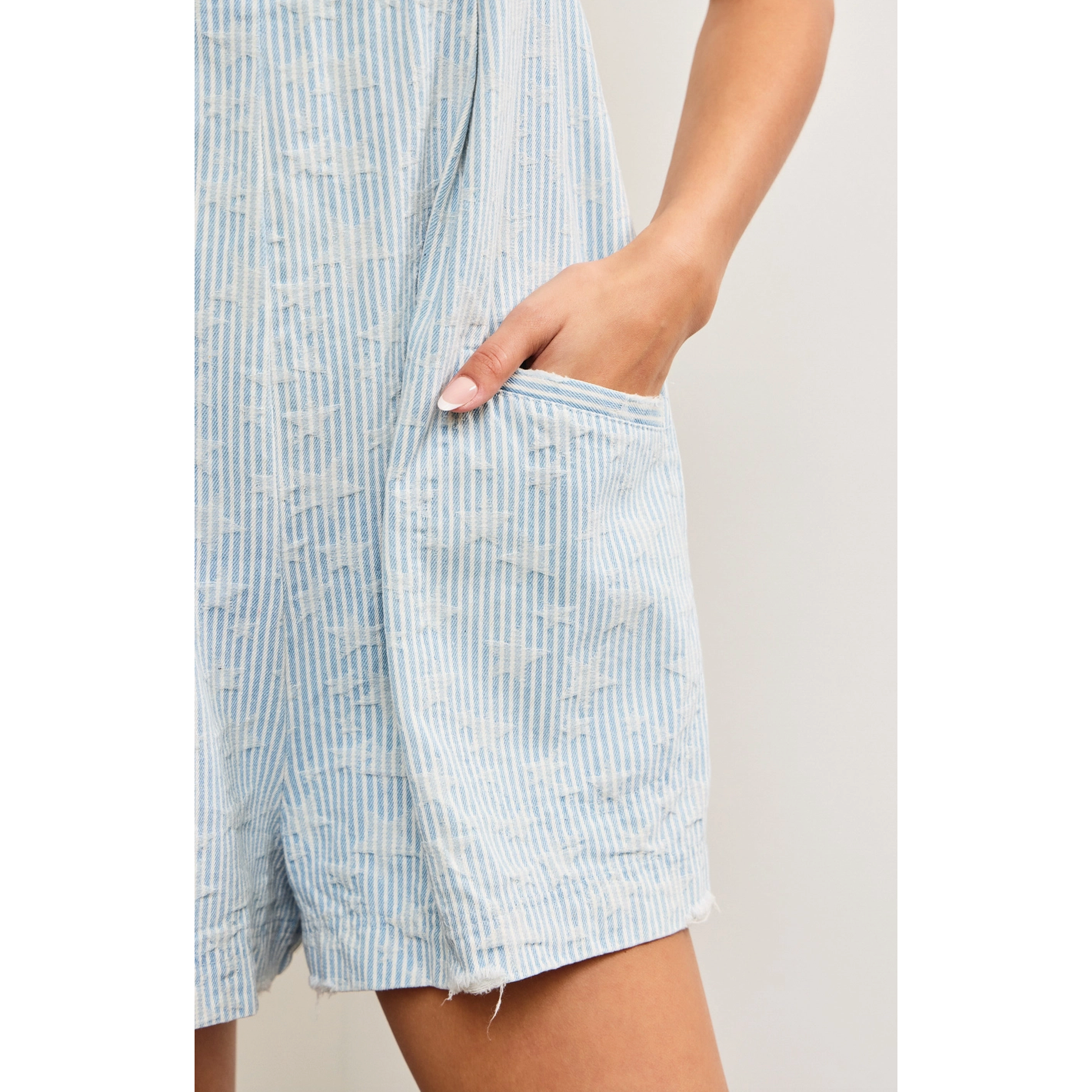 Coastal Striped Star Denim Romper