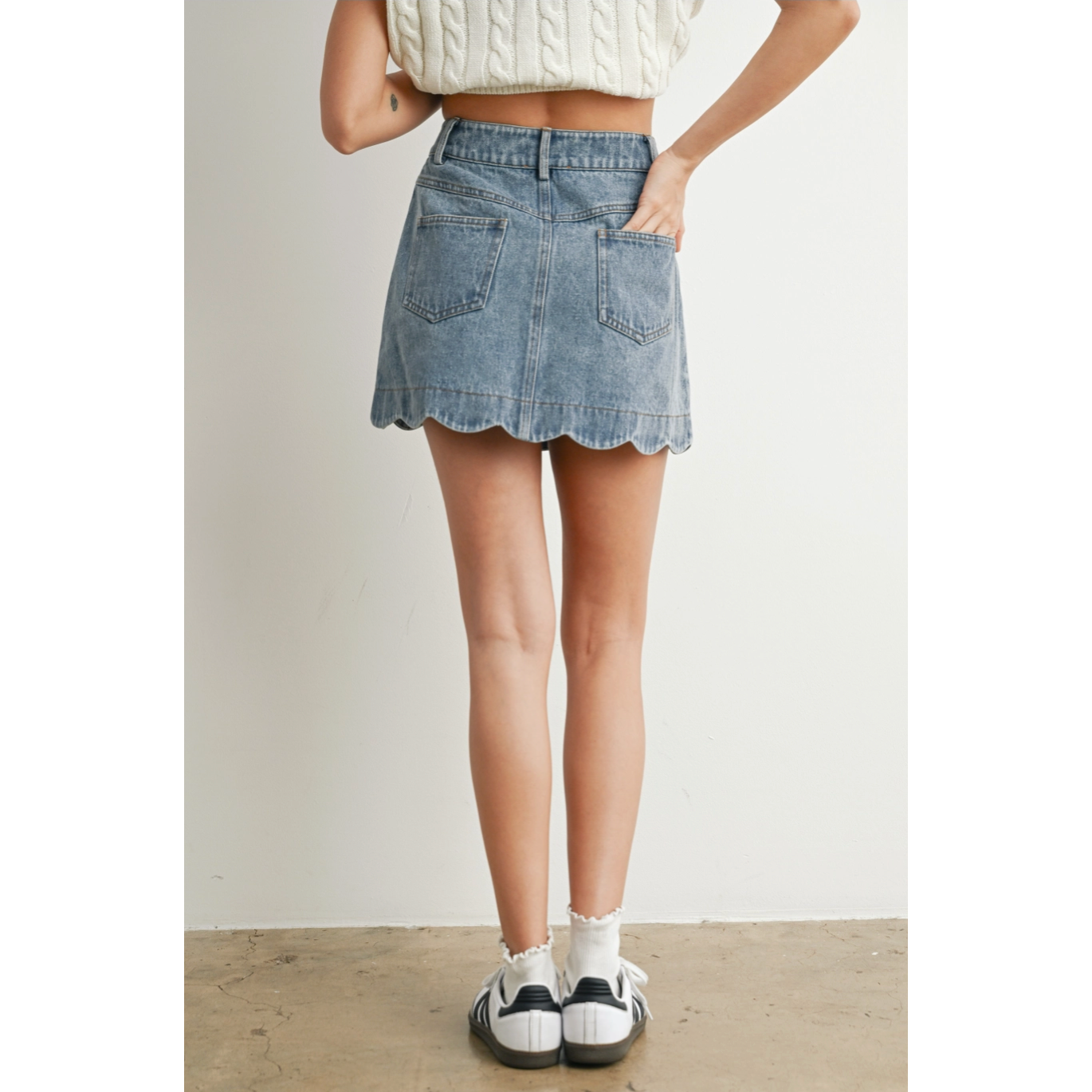 Scallop Denim Skirt