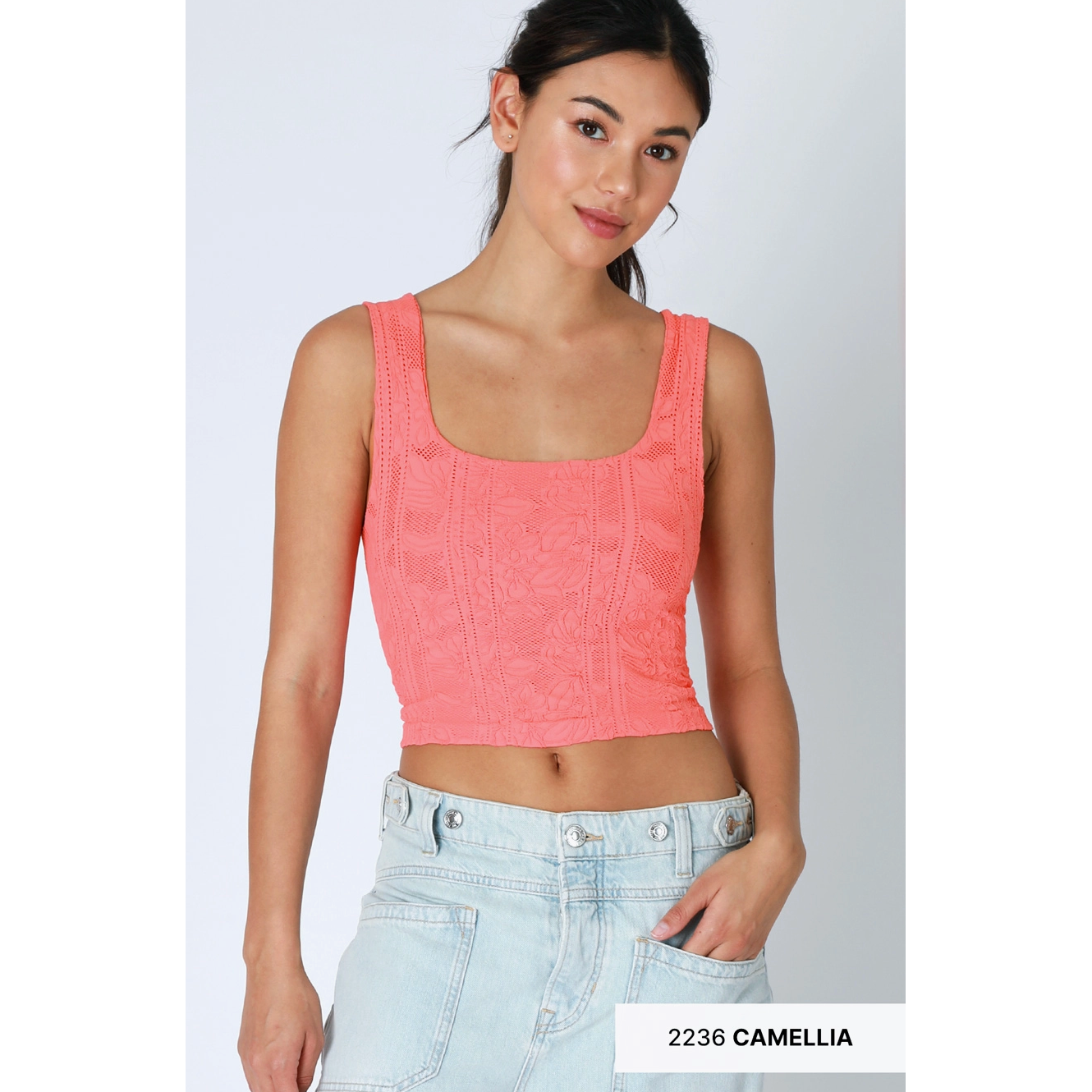 Double Lace Square Crop Top