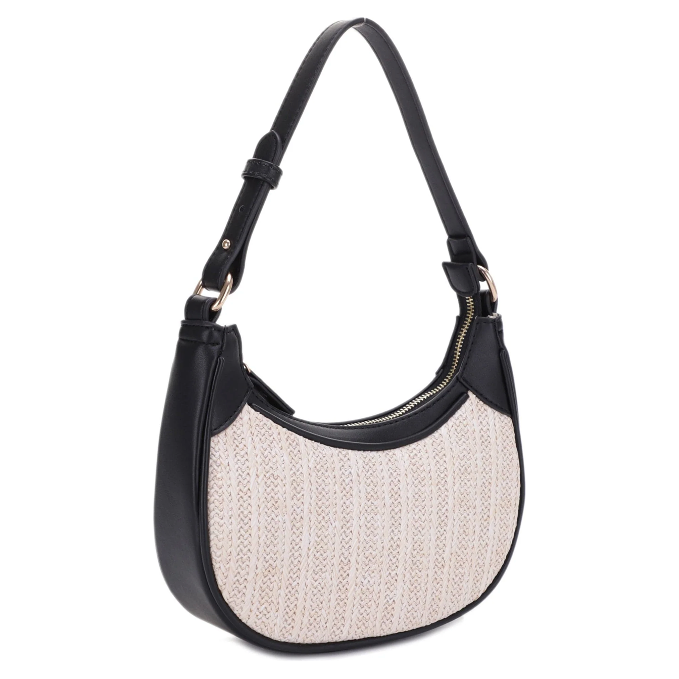 Essie Rounded Straw Baguette Shoulder Bag