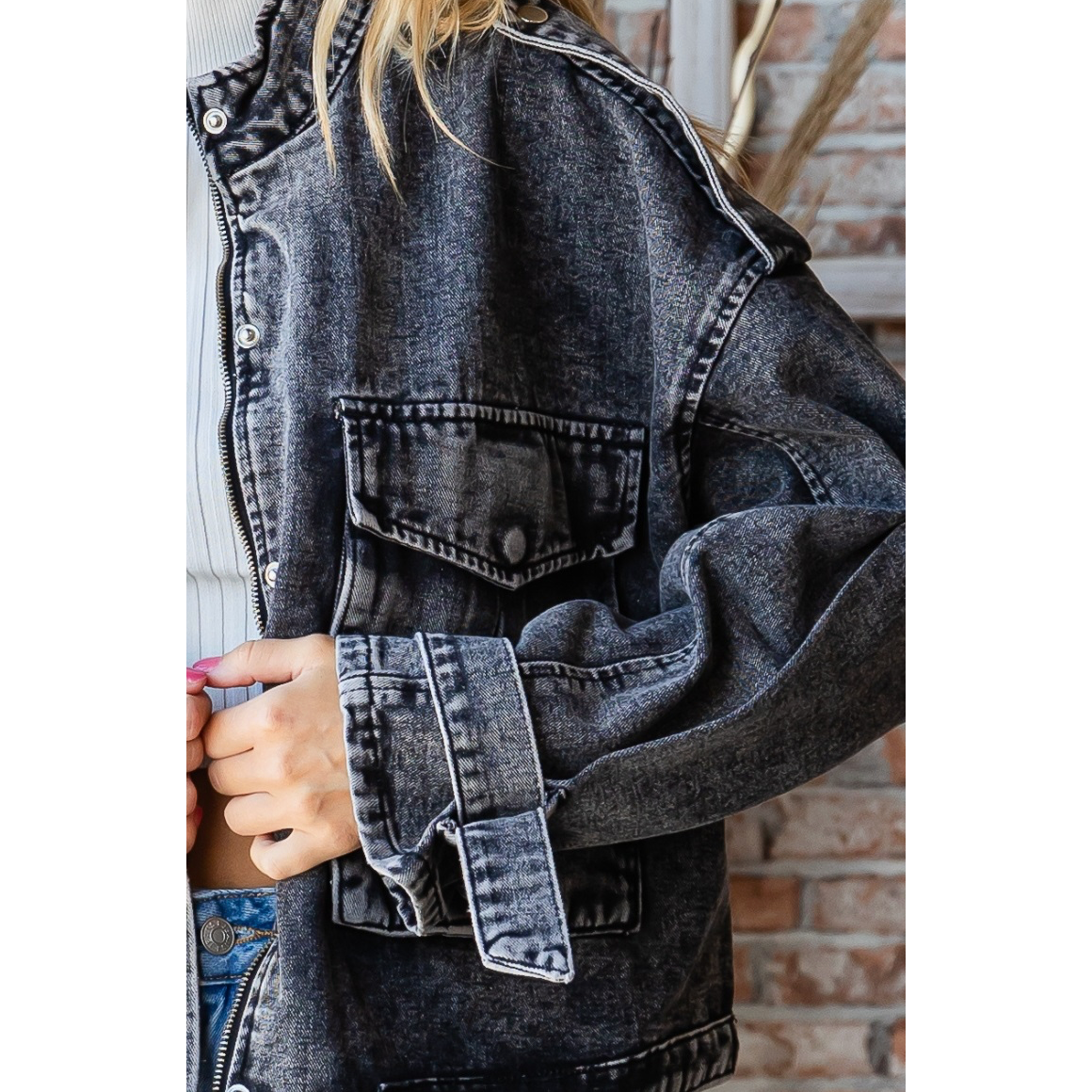 Double Pocket Denim Utility Jacket