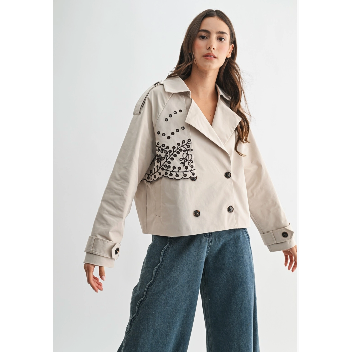 Embroidered Trench Jacket