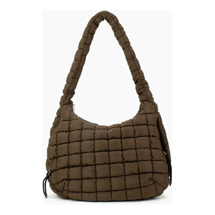 Puffer Hobo Tote- Chocolate