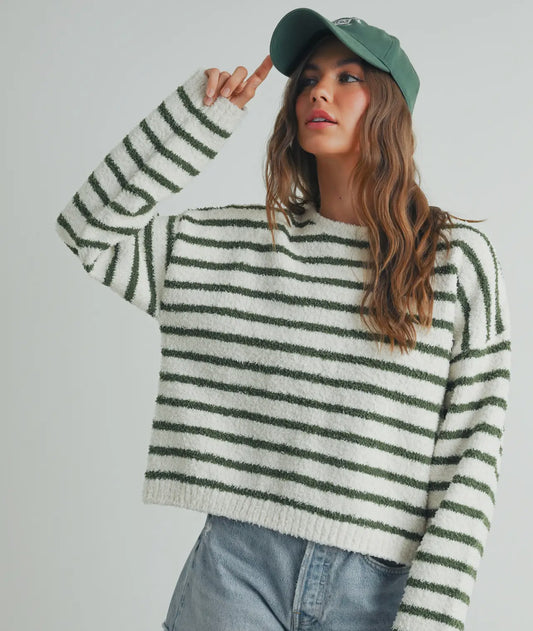 Evergreen Cozy Stripe Sweater