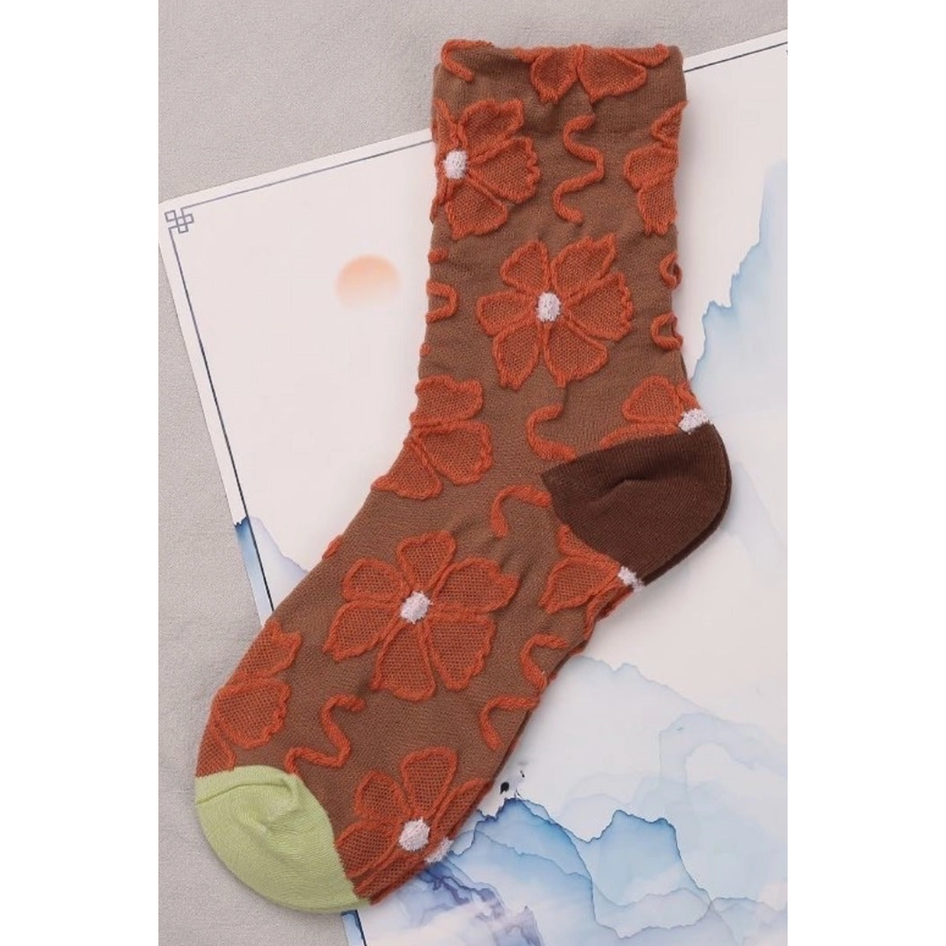 Rufia - Brown Embossed Women's Socks