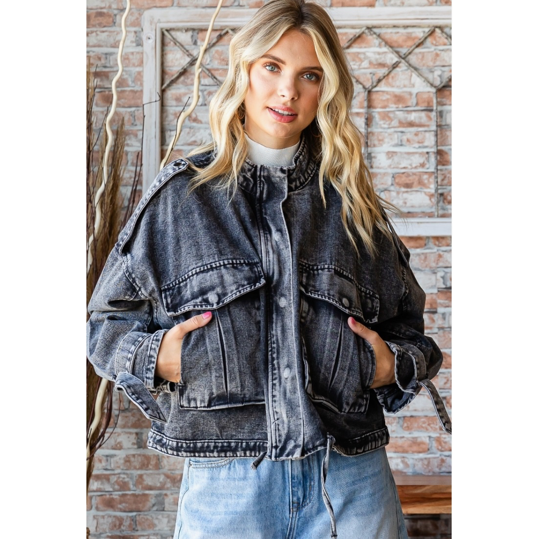 Double Pocket Denim Utility Jacket