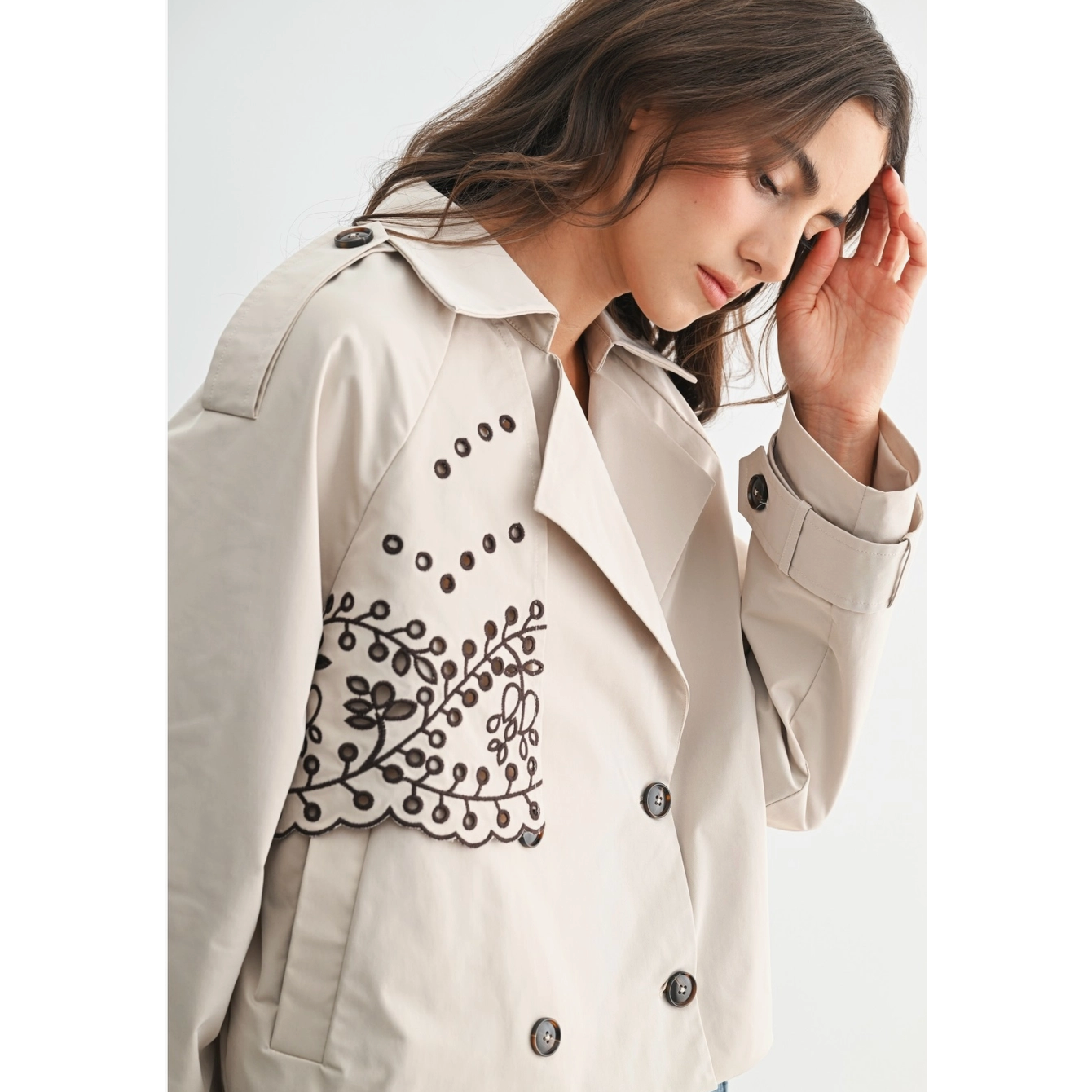 Embroidered Trench Jacket
