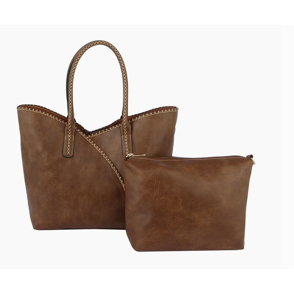 Stitch Trim Detail Tote Set