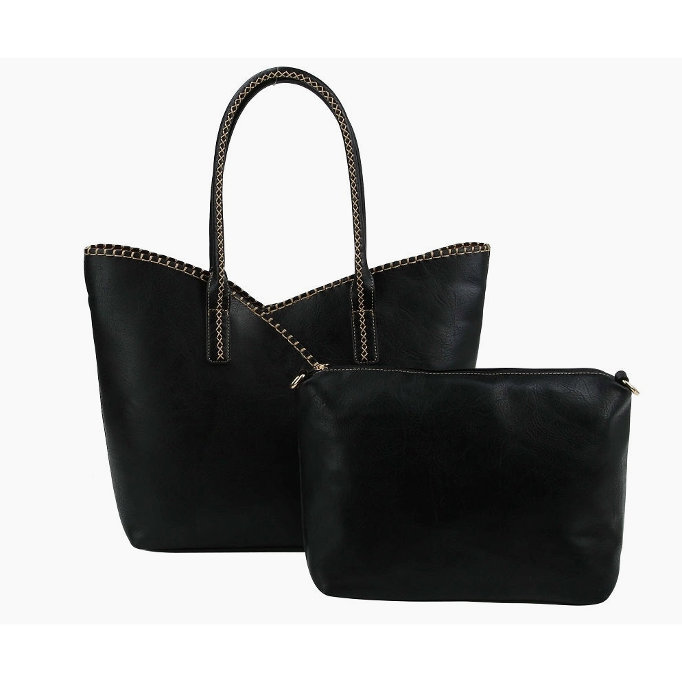 Stitch Trim Detail Tote Set