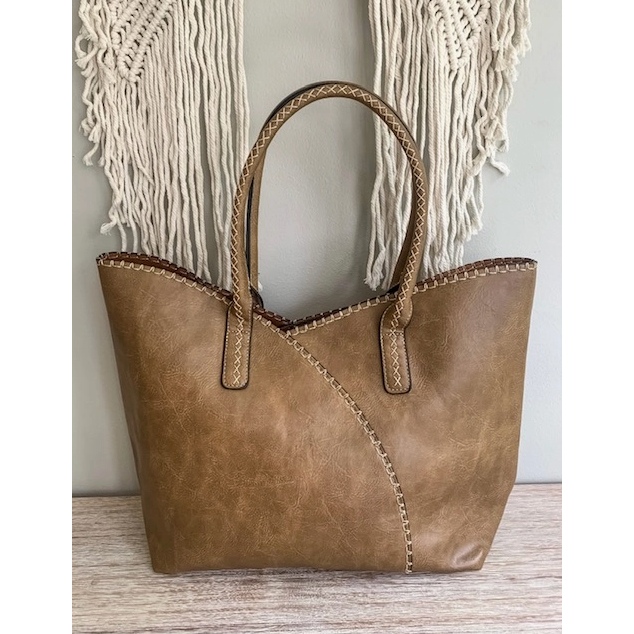 Stitch Trim Detail Tote Set
