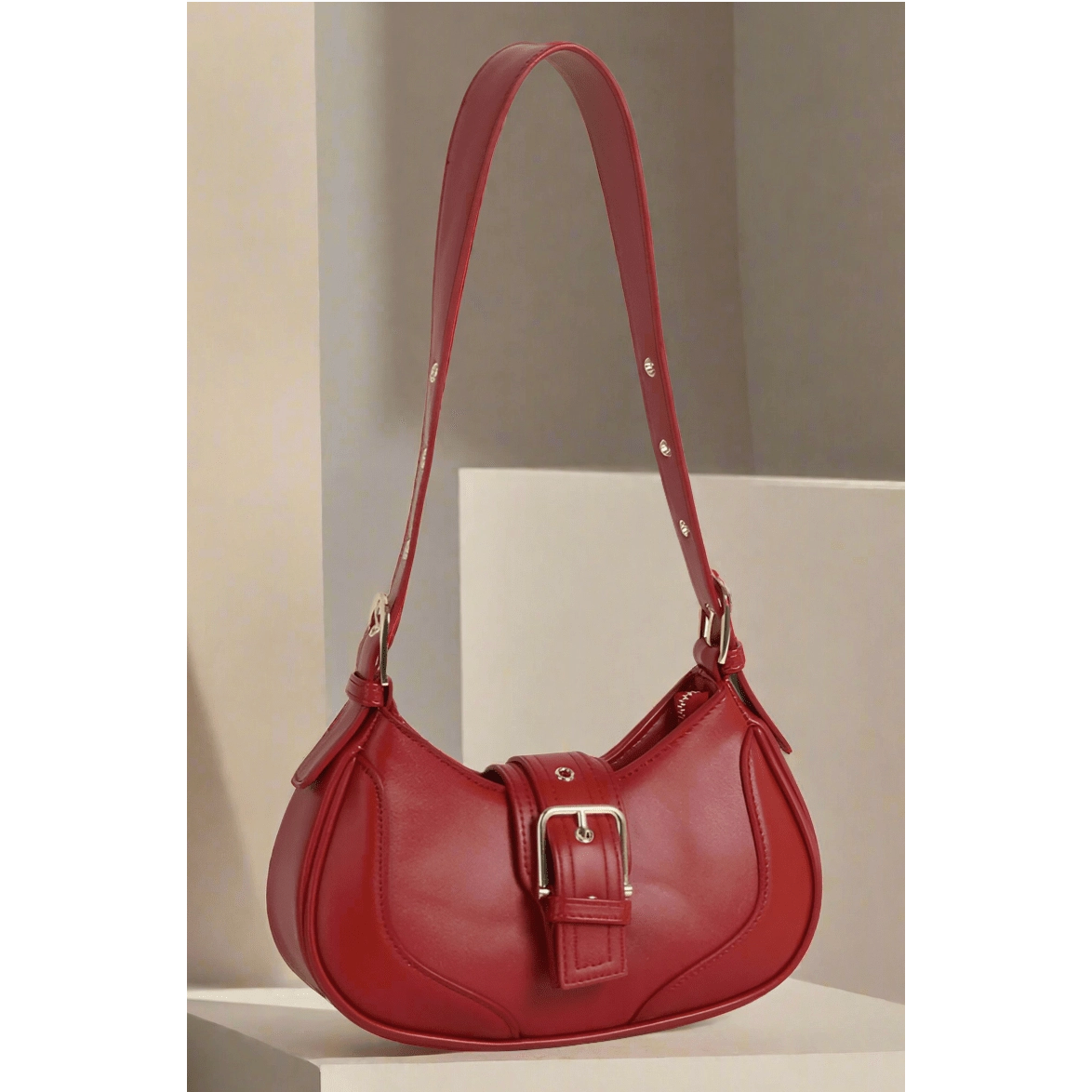 Buckle Baguette Shoulder Bag