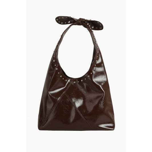 Knot Handle Studded Hobo Bag