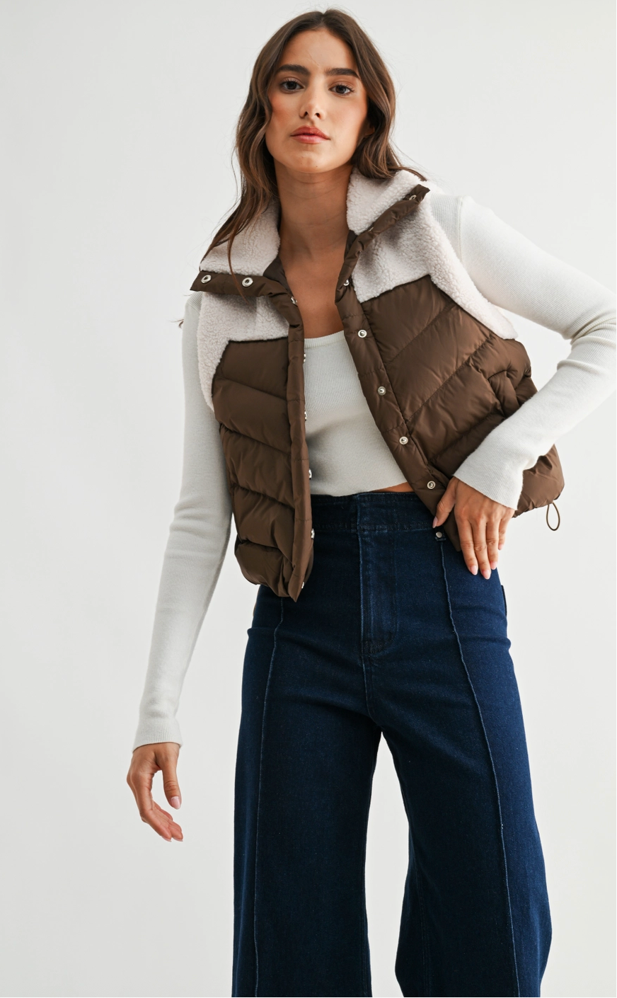 Mocha Sherpa Puffer Vest