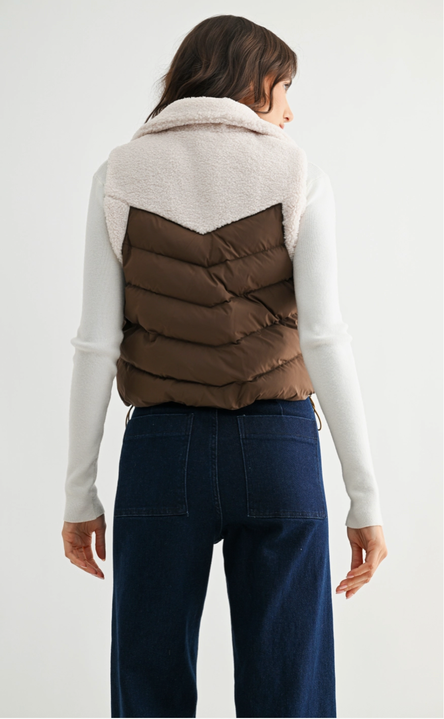 Mocha Sherpa Puffer Vest