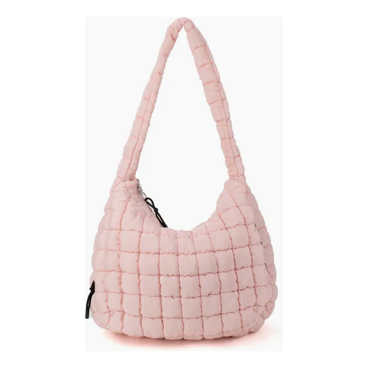 Puffer Hobo Tote- Light Pink