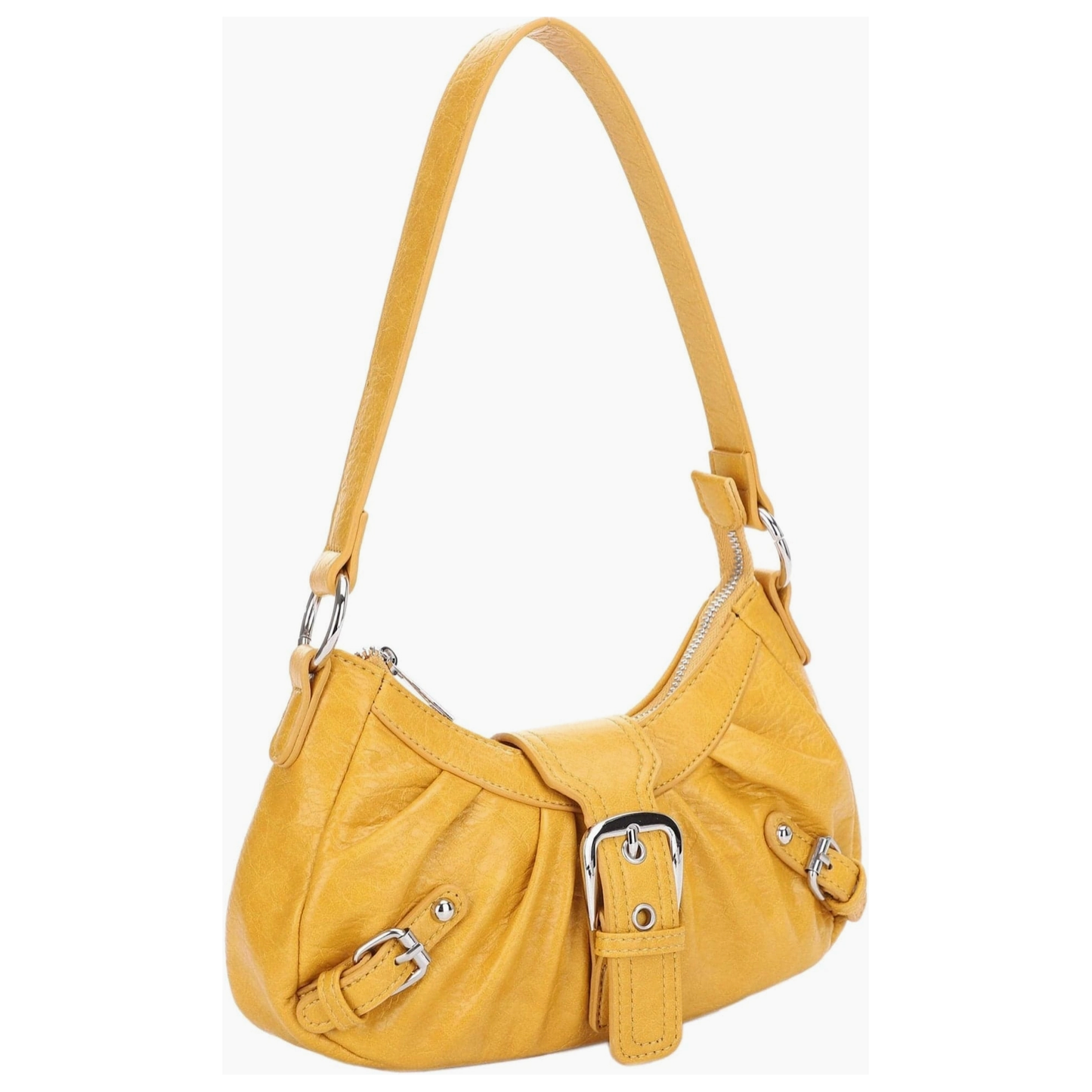 Grunge Buckle Baguette Shoulder Bag