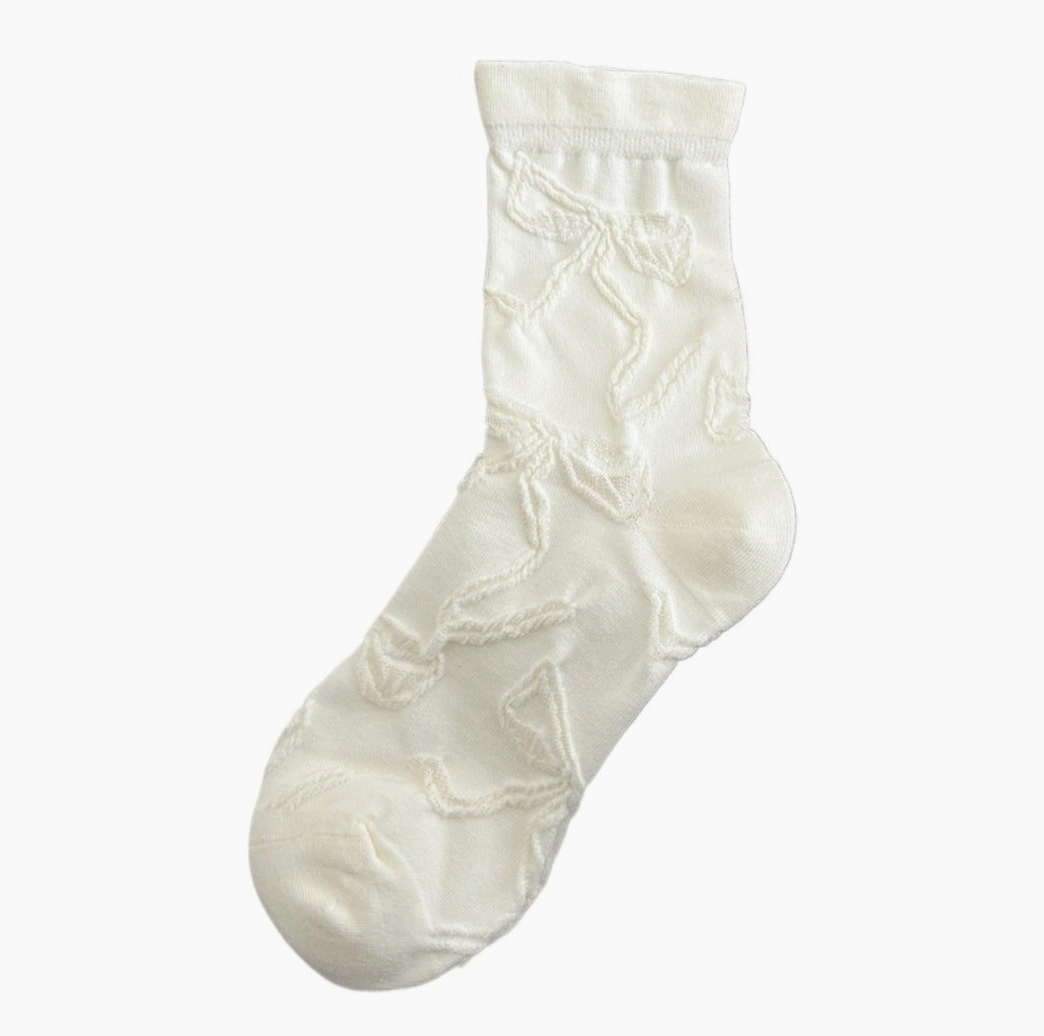 Mid-Calf Socks with Bow Patterns
