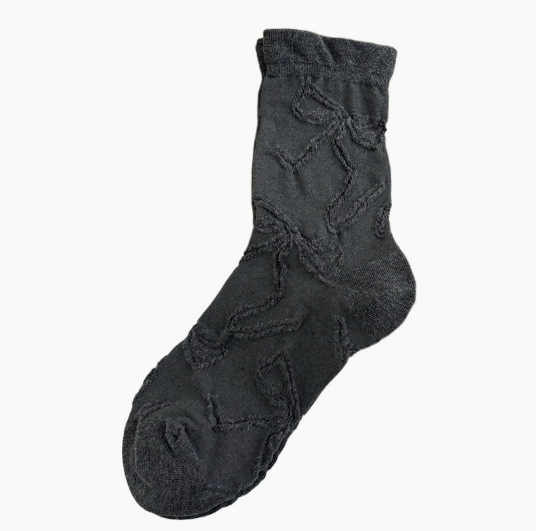 Mid-Calf Socks with Bow Patterns